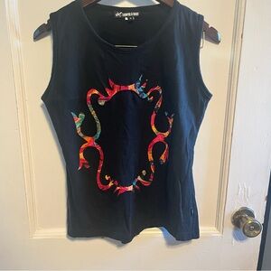 Stylish Black and Red Muscle Tee with Unique Design